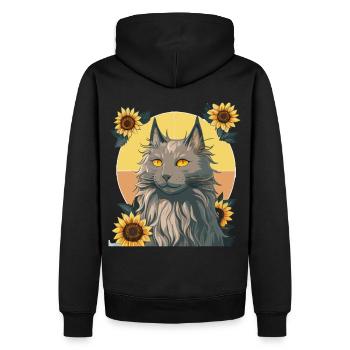 Aquarelle Nebelung Tournesol Chat Race Chaton de compagnie - Sweat à capuche Premium bio Homme - noir - Dos - Nico (187cm)