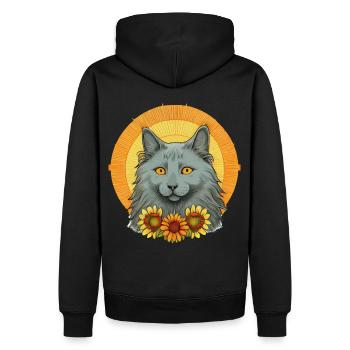 Cute Nebelung Sunflower Cat Breed Pet Kitten - Men’s Premium Organic Hoodie - black - Back - Nico (187cm)
