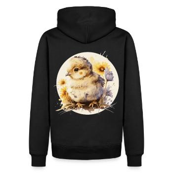 Cute Baby Chicken Chick Sunflower Watercolor Pet - Men’s Premium Organic Hoodie - black - Back - Nico (187cm)