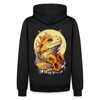 Cute Bearded Dragon Sunflower Reptile Lizard - Männer Premium Bio Hoodie - Schwarz - Hinten - Nico (187cm)