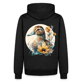 Cute Duck Sunflower Farm Animal Duck Farming - Men’s Premium Organic Hoodie - black - Back - Nico (187cm)