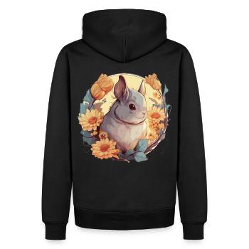 Mignon Chinchilla Tournesol Floral Aquarelle Artwor - Sweat à capuche Premium bio Homme - noir - Dos - Nico (187cm)