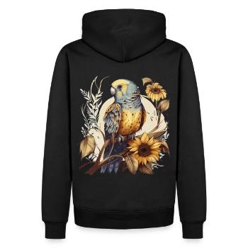 Mignon perruche de tournesol floral aquarelle oiseau - Sweat à capuche Premium bio Homme - noir - Dos - Nico (187cm)