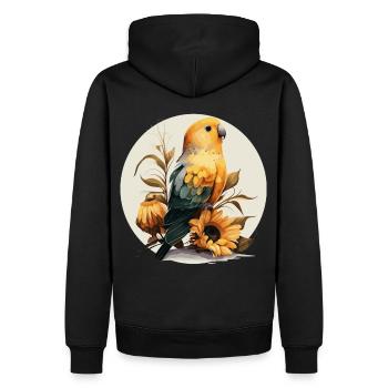 Mignon tournesol inséparable floral oiseau de compagnie observation des oiseaux - Sweat à capuche Premium bio Homme - noir - Dos - Nico (187cm)