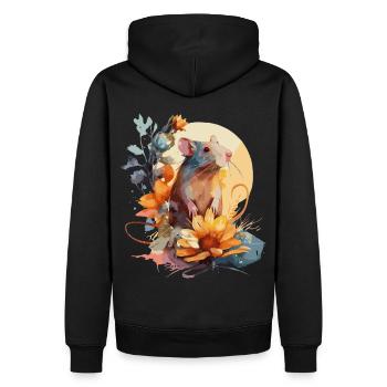 Sunflower Rat Pet Rodent Floral Rat Lover - Männer Premium Bio Hoodie - Schwarz - Hinten - Nico (187cm)