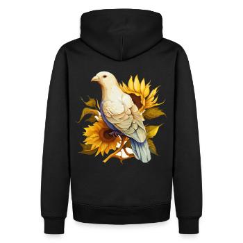 White Dove Sunflower Bird Of Peace Peaceful - Männer Premium Bio Hoodie - Schwarz - Hinten - Nico (187cm)