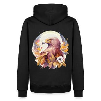 Watercolor Sunflower Eagle Floral Bird Of Prey - Männer Premium Bio Hoodie - Schwarz - Hinten - Nico (187cm)