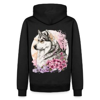 Alaskan Malamute Cherry Blossom Dog Race Japonais - Sweat à capuche Premium bio Homme - noir - Dos - Nico (187cm)