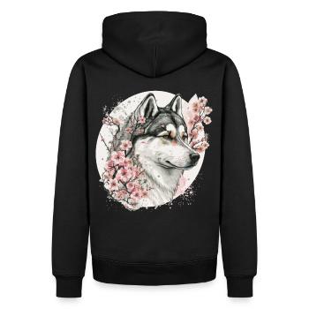 Sakura japonais Alaskan Malamute Cerisier Fleur Do - Sweat à capuche Premium bio Homme - noir - Dos - Nico (187cm)