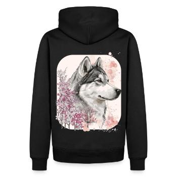 Fleur de cerisier Alaskan Malamute Race de chien Japonais - Sweat à capuche Premium bio Homme - noir - Dos - Nico (187cm)