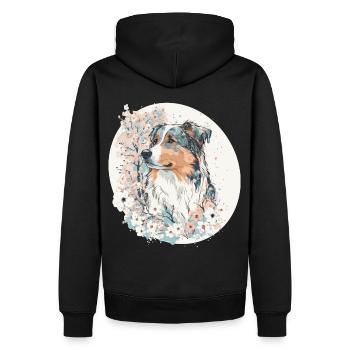 Japanese Sakura Australian Shepherd Cherry Blossom - Männer Premium Bio Hoodie - Schwarz - Hinten - Nico (187cm)