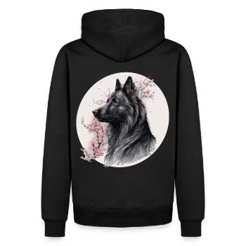 Japanese Sakura Belgian Sheepdog Cherry Blossom Do - Männer Premium Bio Hoodie - Schwarz - Hinten - Nico (187cm)