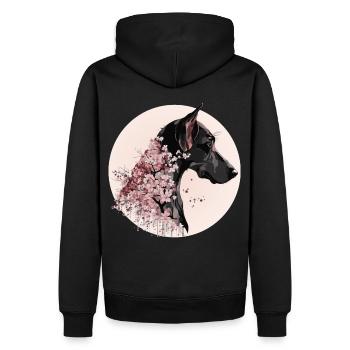 Doberman Cherry Blossom Dog Race Sakura japonais - Sweat à capuche Premium bio Homme - noir - Dos - Nico (187cm)