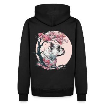 Mignon Bulldog Fleur de cerisier Race de chien Wat japonais - Sweat à capuche Premium bio Homme - noir - Dos - Nico (187cm)