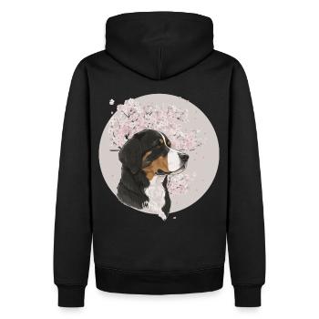Cherry Blossom Bernese Mountain Dog Breed Japanese - Men’s Premium Organic Hoodie - black - Back - Nico (187cm)