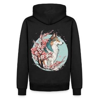 Collie Dog Cherry Blossom Dog Breed Japanese Water - Sweat à capuche Premium bio Homme - noir - Dos - Nico (187cm)