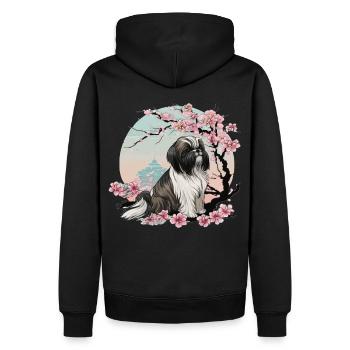 Shih Tzu Cherry Blossom Dog Japanese Sakura Flower - Men’s Premium Organic Hoodie - black - Back - Nico (187cm)