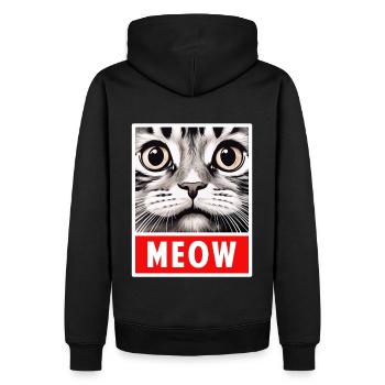 MEOW Meow Cadeau de visage de chat mignon - Sweat à capuche Premium bio Homme - noir - Dos - Nico (187cm)
