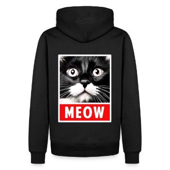 MEOW Meow Cute Cat Face - Men’s Premium Organic Hoodie - black - Back - Nico (187cm)