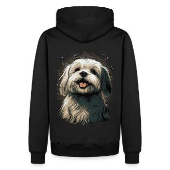 Cute Maltese Dog Breed Pet Lover - Men’s Premium Organic Hoodie - black - Back - Nico (187cm)