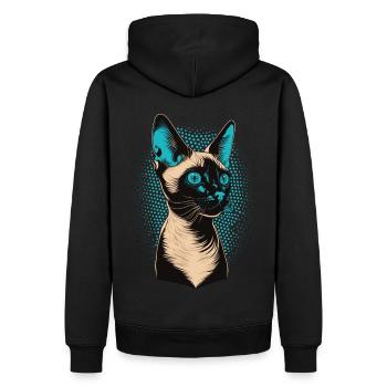Mignon amoureux des animaux de compagnie de race de chat siamois - Sweat à capuche Premium bio Homme - noir - Dos - Nico (187cm)