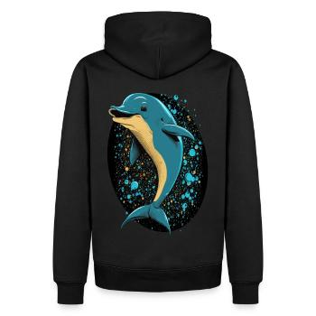 Cute Cartoon Dolphin Lover Ocean Animal - Männer Premium Bio Hoodie - Schwarz - Hinten - Nico (187cm)