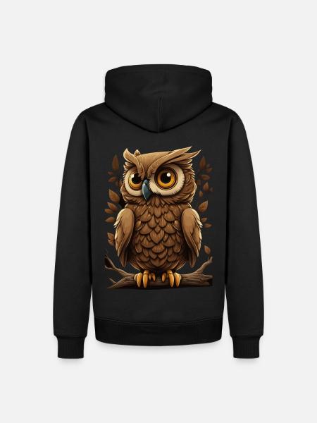 Cute Owl Birding Ornithology Lover - Männer Premium Bio Hoodie - Schwarz