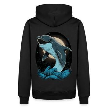 Cute Cartoon Dolphin Lover Funny Dolphin - Männer Premium Bio Hoodie - Schwarz - Hinten - Nico (187cm)