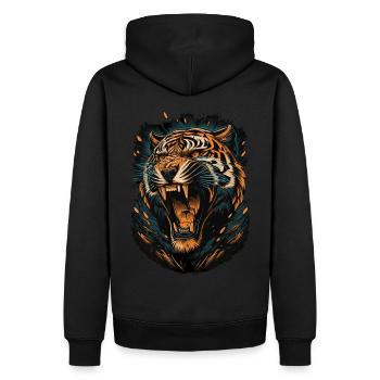 Tigre Chat Sauvage Portrait Amoureux de la faune - Sweat à capuche Premium bio Homme - noir - Dos - Nico (187cm)