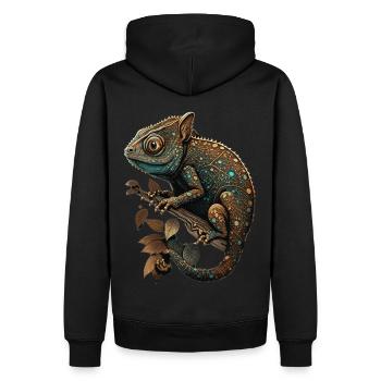 Cute Chameleon Illustration Amphibian Lizard Repti - Männer Premium Bio Hoodie - Schwarz - Hinten - Nico (187cm)