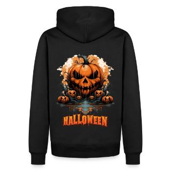 Halloween Jack O Lantern Pumpkin - Men’s Premium Organic Hoodie - black - Back - Nico (187cm)