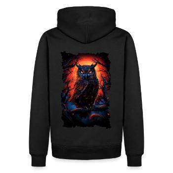 Cool owl with big eyes at night - Men’s Premium Organic Hoodie - black - Back - Nico (187cm)