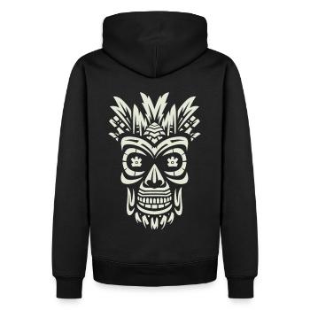 Tribal Tiki Maori Masque Polynésien Rétro Polynésien - Sweat à capuche Premium bio Homme - noir - Dos - Nico (187cm)