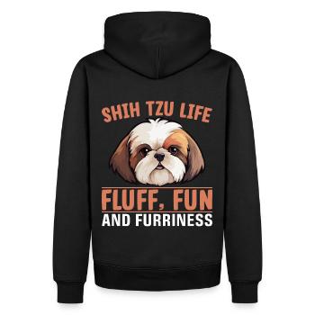 Shih Tzu Life Fluff Fun et fourrure - Sweat à capuche Premium bio Homme - noir - Dos - Nico (187cm)