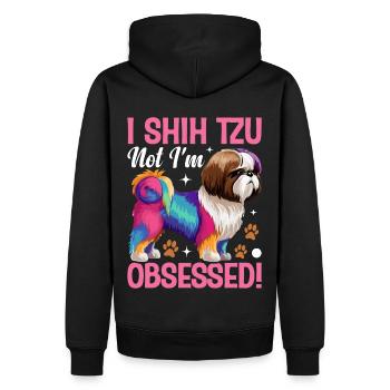 Je Shih Tzu pas je suis obsédé - Sweat à capuche Premium bio Homme - noir - Dos - Nico (187cm)