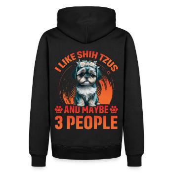 J’aime les Shih Tzus et peut-être 3 personnes - Sweat à capuche Premium bio Homme - noir - Dos - Nico (187cm)