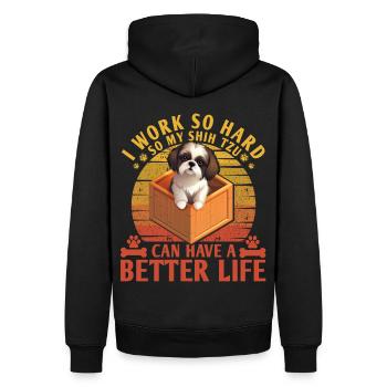 Je travaille dur pour que mon Shih Tzu puisse avoir une vie meilleure - Sweat à capuche Premium bio Homme - noir - Dos - Nico (187cm)