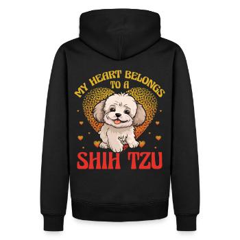 Mon cœur appartient à un Shih Tzu - Sweat à capuche Premium bio Homme - noir - Dos - Nico (187cm)