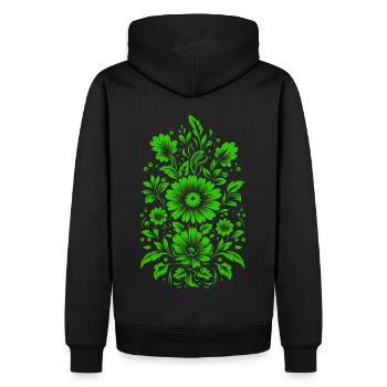 Schönes grünes Blumenmuster - Männer Premium Bio Hoodie - Schwarz - Hinten - Nico (187cm)