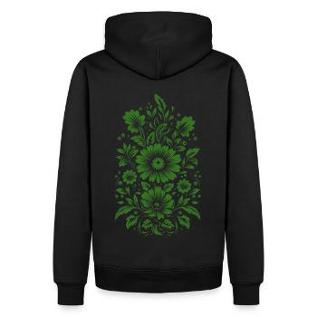 Schönes grünes Blumenmuster - Männer Premium Bio Hoodie - Schwarz - Hinten - Nico (187cm)