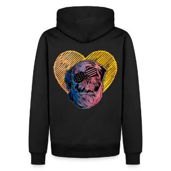Shih Tzu - Sweat à capuche Premium bio Homme - noir - Dos - Nico (187cm)