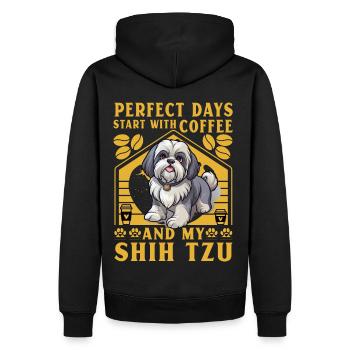 Les journées parfaites commencent avec le café et mon Shih Tzu - Sweat à capuche Premium bio Homme - noir - Dos - Nico (187cm)
