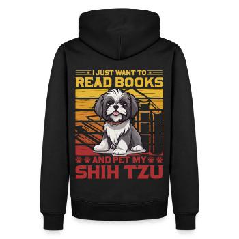 Je veux juste lire des livres et caresser mon Shih Tzu - Sweat à capuche Premium bio Homme - noir - Dos - Nico (187cm)