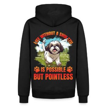 La vie sans Shih Tzu est possible mais inutile - Sweat à capuche Premium bio Homme - noir - Dos - Nico (187cm)