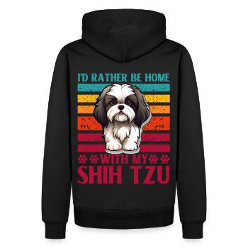 Je préfère être à la maison avec mon Shih Tzu - Sweat à capuche Premium bio Homme - noir - Dos - Nico (187cm)