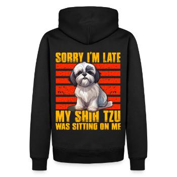 Désolé d’être en retard, mon Shih Tzu était assis sur moi - Sweat à capuche Premium bio Homme - noir - Dos - Nico (187cm)