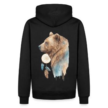 Ours Tribal Aquarelle Ours Capteur de rêves - Sweat à capuche Premium bio Homme - noir - Dos - Nico (187cm)
