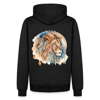Lion Tribal Aquarelle Lion Dream Catcher - Sweat à capuche Premium bio Homme - noir - Dos - Nico (187cm)