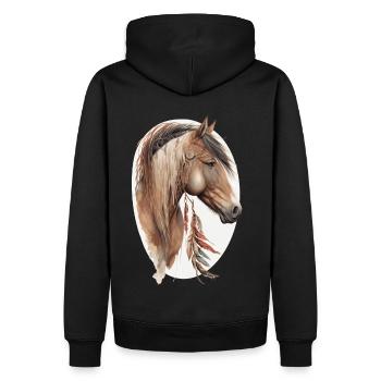 Horse Tribal Watercolor Horse Dream Catcher - Men’s Premium Organic Hoodie - black - Back - Nico (187cm)