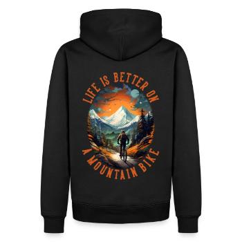 VTT de descente VTT - Sweat à capuche Premium bio Homme - noir - Dos - Nico (187cm)